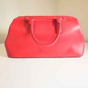 Talbots Red Structured Leather Satchel Handbag